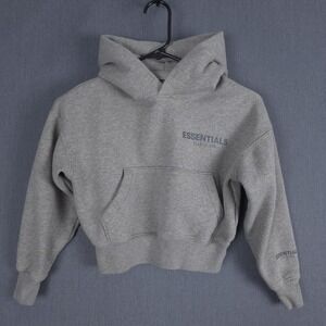 Fear of God Essentials Kids Hoodie Heather Gray Fleece Size XS 4/5 FOG Pullover